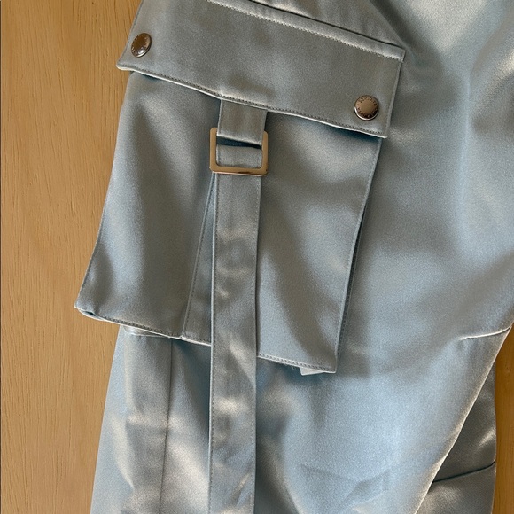 NWT SER.O.YA Light Blue Satin Cargo Pants XXS - Picture 4 of 12